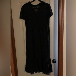 Zara Black Polka Dot Midi Dress